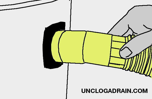Unclog a drain with wet vacuum - connect hose to vacuum